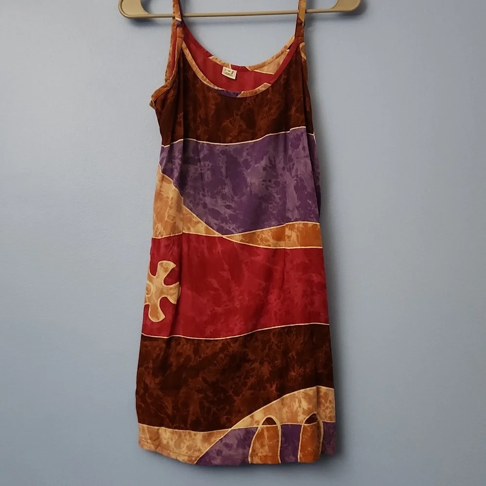 Geometrical Shape Marbled/Dyed Vintage Mini Dress - Picture 2 of 5